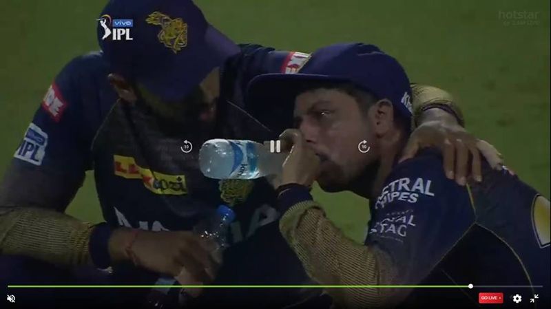 Kuldeep cries in ground