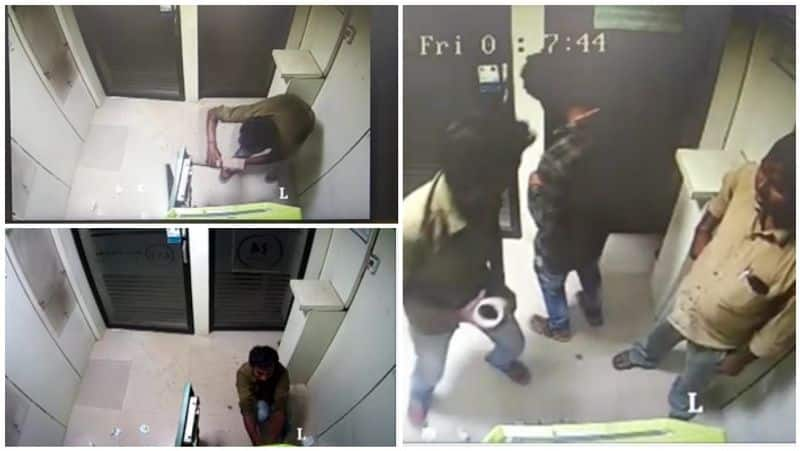 Police thriller CCTV scene which was detained in 5 hours by robbers who broke the ATM machine in the auto driver's dress