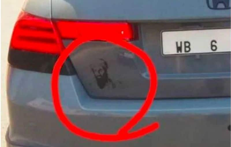 Police seized car and case registered  for Osama Bin Laden sticker on vehicle