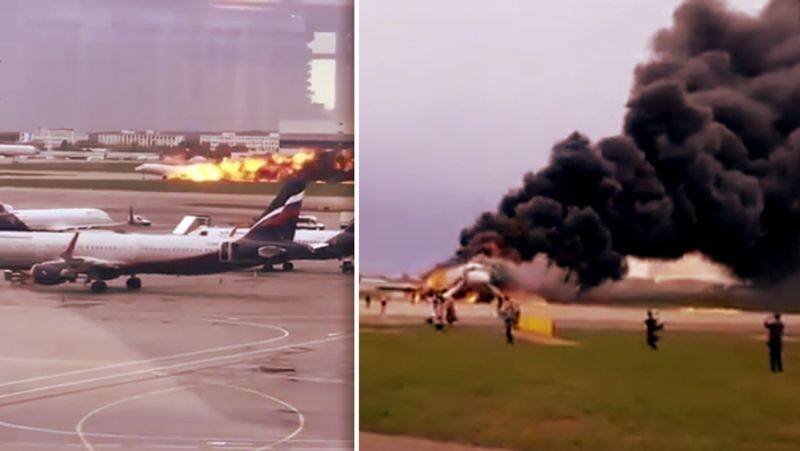 Russia Flight fire Accident Video..