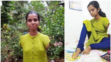 Kerala girl with no arms puts best foot forward secures A plus SSLC exam