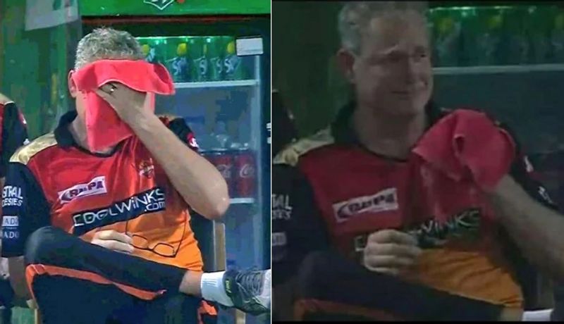 SRH coach Tom Moody cries after his team knocked out of IPL