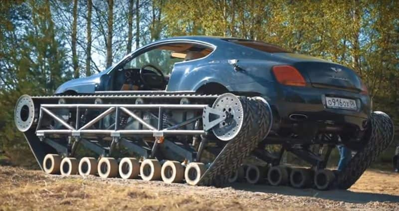 Bentley Continental GT Modified Into A Tank with chain tyre