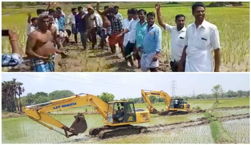 The peasant fighters fall into the mud and scare the giant pipes in the fields