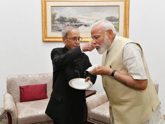 PM Modi meet Former President Pranab Mukherjee, tweet pictures