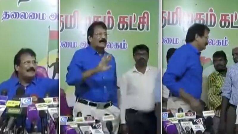 Krishnaswamy asked the reporter's caste .. party office video