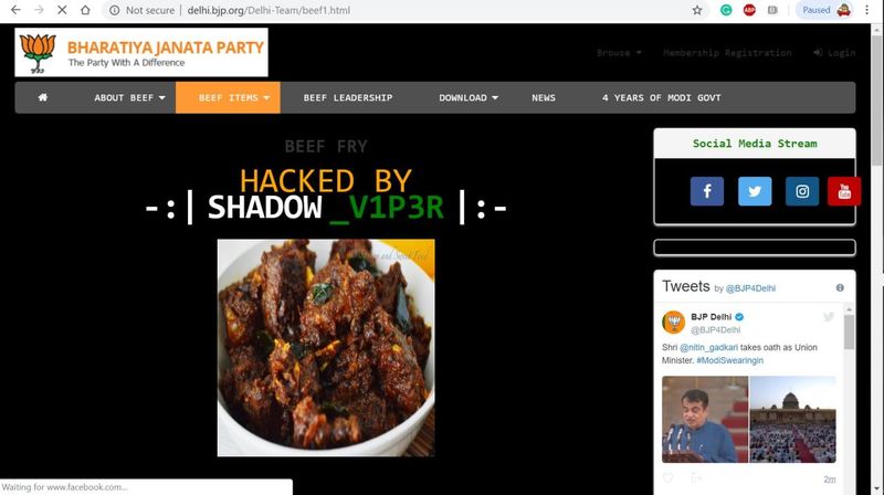 Hackers target BJP website embed beef recipes during Modi swearing in