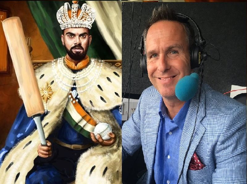 ICC perfect replay to Michael Vaughan over kohli portrait post on twitter