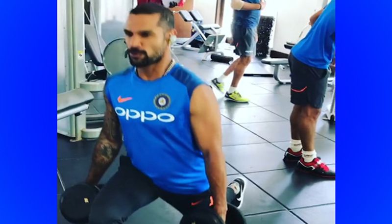 Team India Cricketer Shikhar Dhawan Sweats it out in the Gym