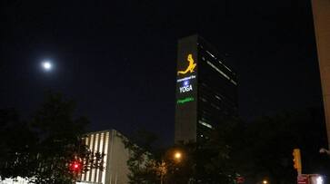 International Yoga Day, Different Yoga postures light up United Nation Headquarters