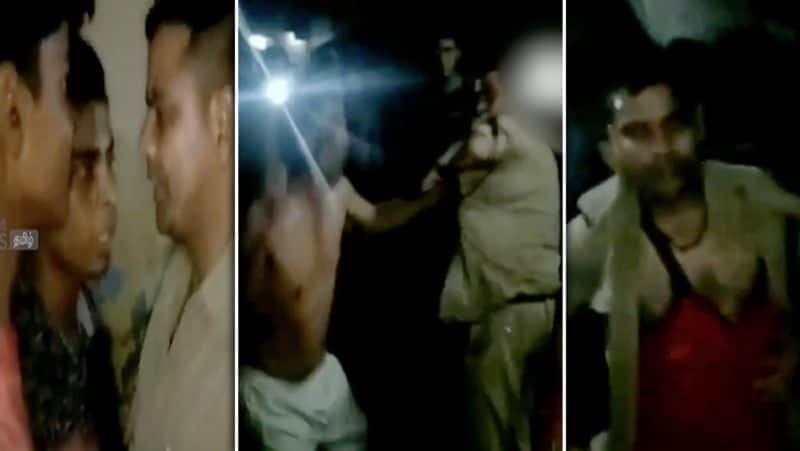 Policemen beaten up allegedly by liquor mafia video..