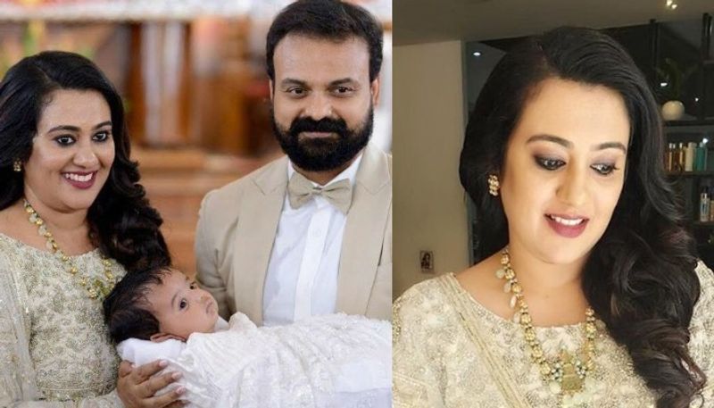 kunchacko boban son izahaak baptism day priya s dress