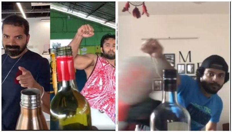 Malayalam acters Bottle Cap Challenge