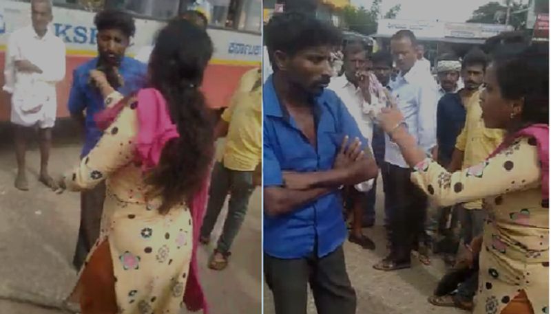 Woman beats up a person for cheating at Davanagere