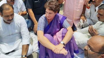 Priyanka gandhi staged against protest mirzapur administration, ruckus in assembly