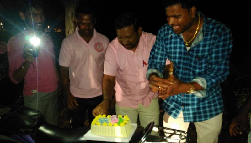 Youth Celebrates His Birthday At burial ground at Vijayapura