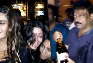 Ram Gopal Varma showers actresses with champagne at iSmart Shankar success party