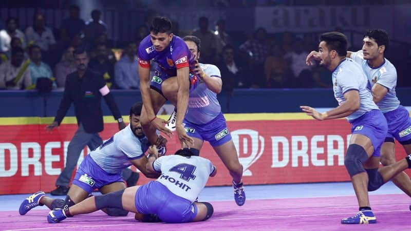 Pro kabaddi 2019 Dabang Delhi KC Beat Tamil Thalaivas at hyderabad