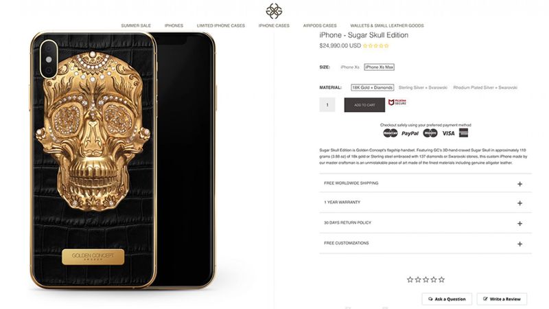 iPhone with 137 diamonds and 18K gold costs 17 L