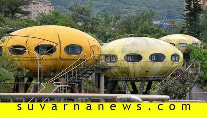 Believed to be haunted this abandoned town has houses shaped like UFOs