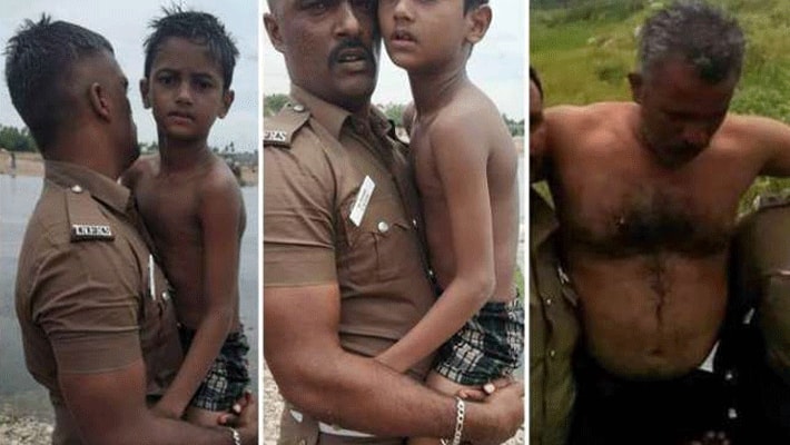 tiruchengode cauvery river....father and son rescued fire service man