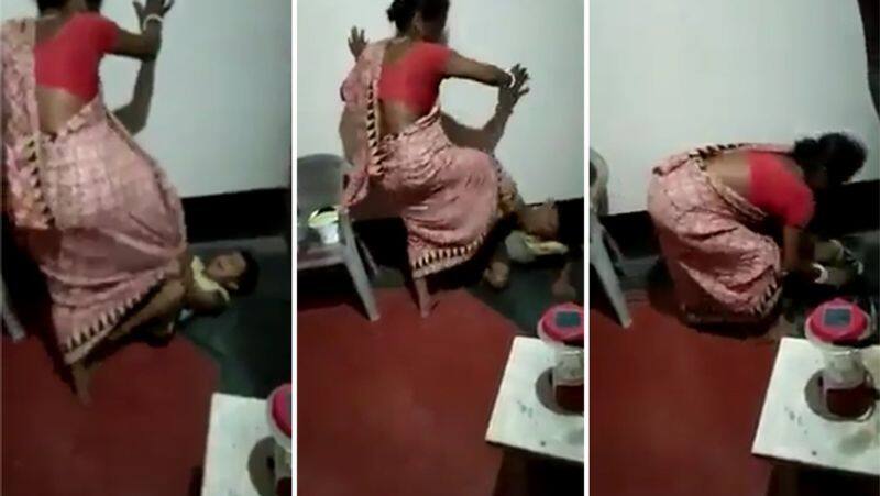 Woman torturing the boy who cries..! Video