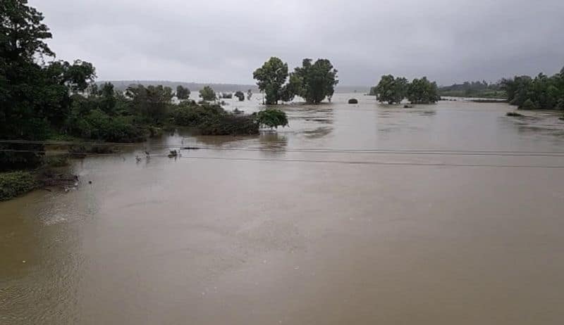 Varada River In Shivamogga swells due to heavy rain