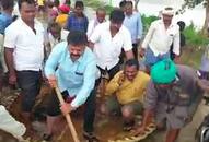 Karnataka: BJP MLA oars coracle in shallow waters, gets trolled