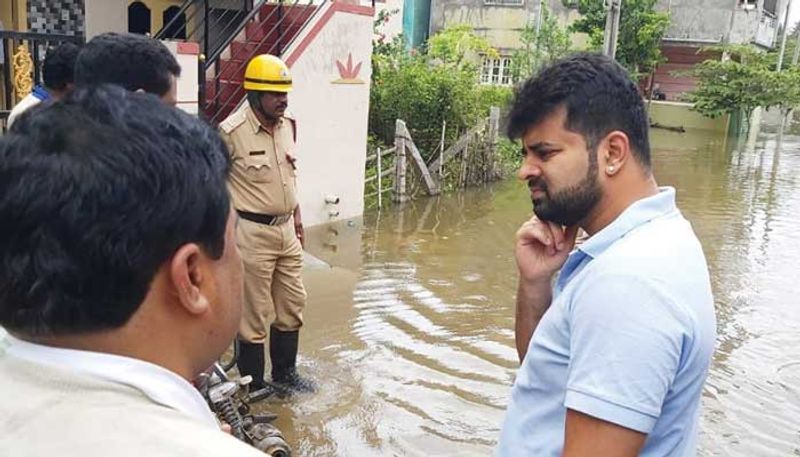 MP Prajwal Revanna visits flooded areas in Hassan