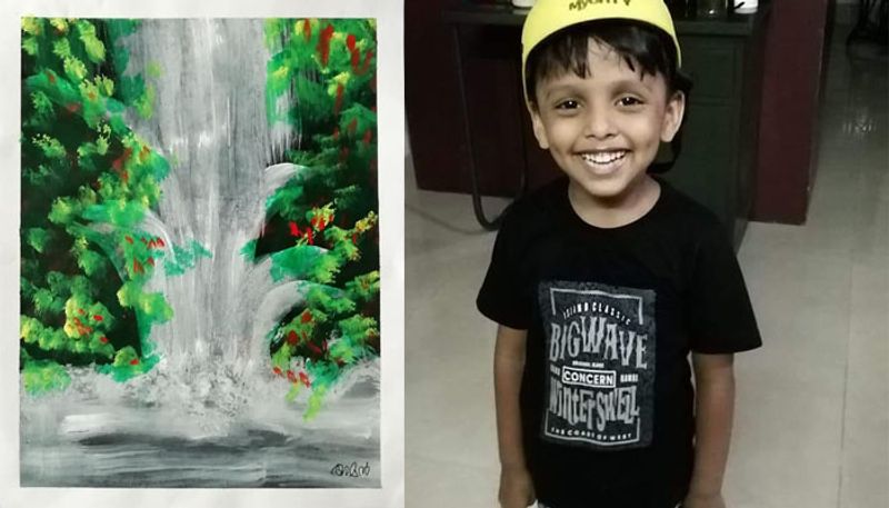 five year old akku sell his paintings to donate CMDRF