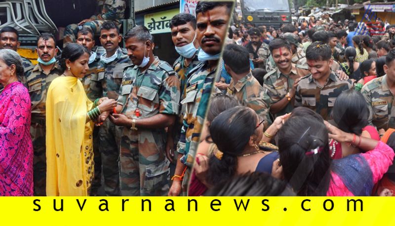 Women tie rakhis to Army personnel Navy and Police officials in Maharashtra Sangli