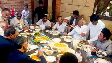 Siddaramaiah parties with fellow Congressmen as Karnataka floods wreak havoc