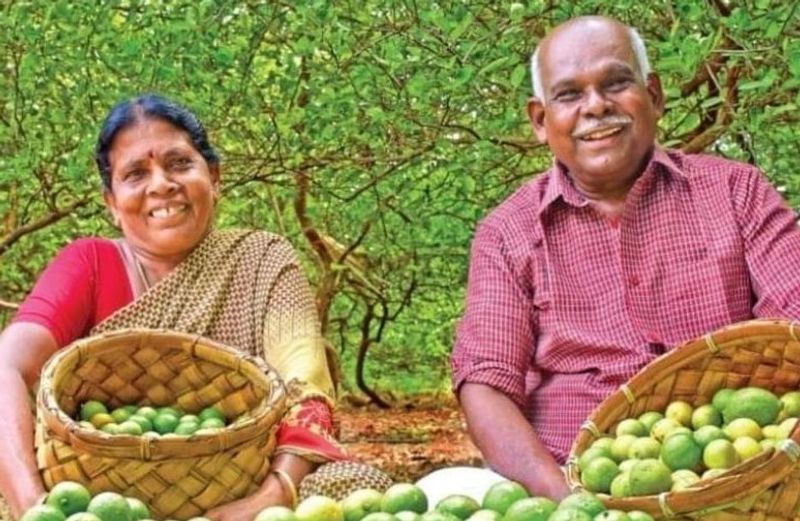 cm delivering award to aged couple