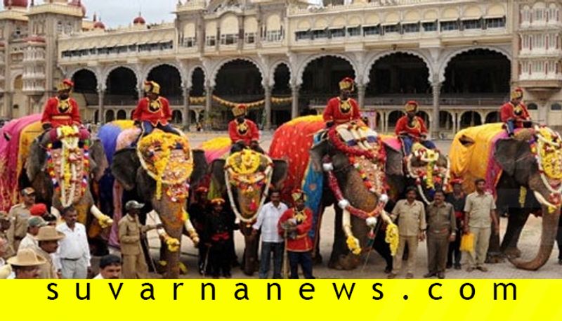 Dasara Elephants enter Mysore Palace On August 26