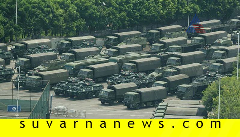 Armoured Vehicles Thousands Of Chinese Soldiers Reach Hong Kong Border