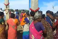 Unique protest in Tamil Nadu Ramanathapuram villagers perform electric poles last rites