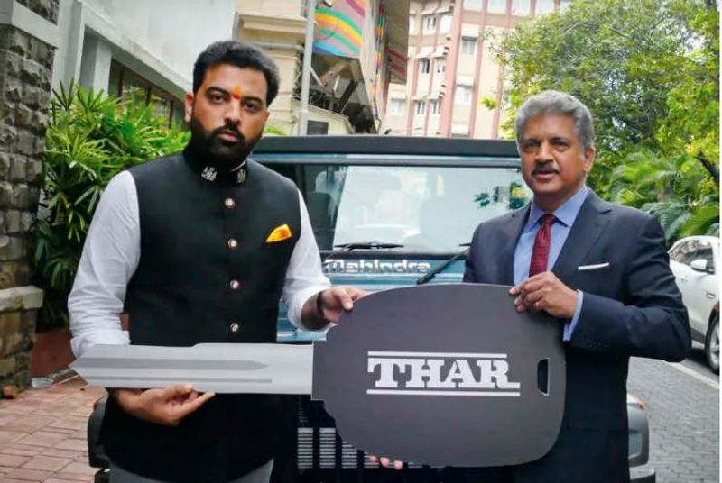 Anand mahindra gifts thar 700 jeep to udaipur prince