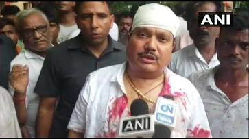 Police baton charge on BJP protest in west bengal BJP MP arjun singh injured