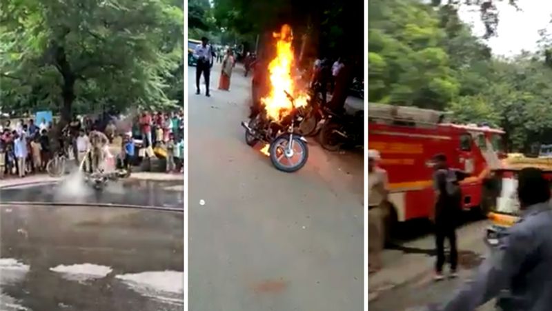 New Traffic rule Man burns his motorcycle after police issued challan on drunk and drive