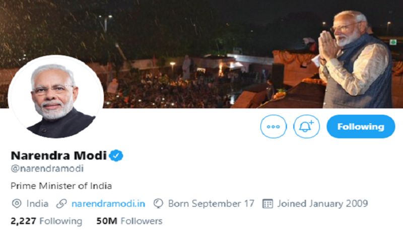 PM Narendra Modi crosses 50 million followers on Twitter