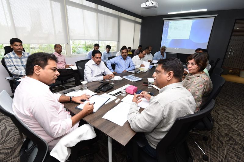 KTR holds meeting with municipal commissioners in hyderabad