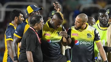 CPL 2019 Andre Russell suffers blow helmet stretchered off ground