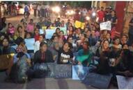 Heavy protests in BHU, students protesting on street for dismissal of professor accused of sexual exploitation