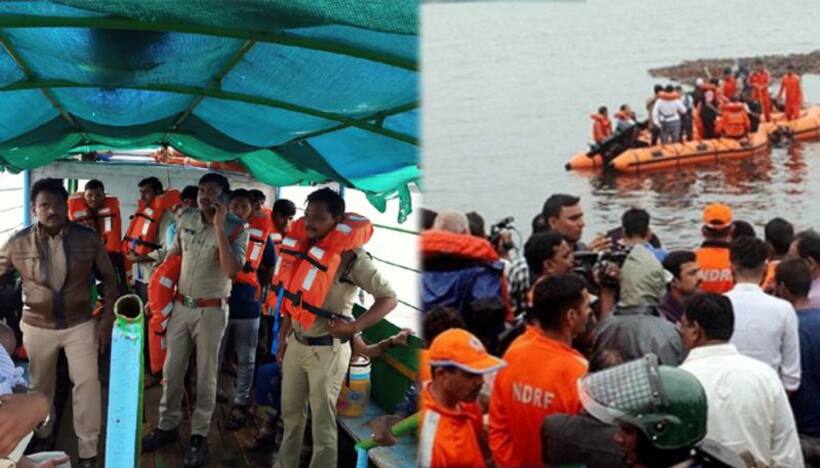 పడవ బొల్తా: రంగంలోకి హెలికాఫ్టర్, ఎన్డీఆర్ఎఫ్ సిబ్బంది
