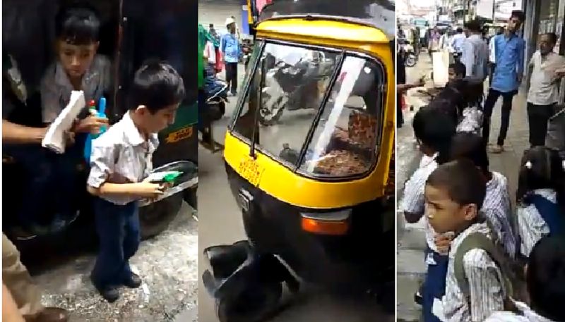 20 school children stuffed in auto rickshaw in surat