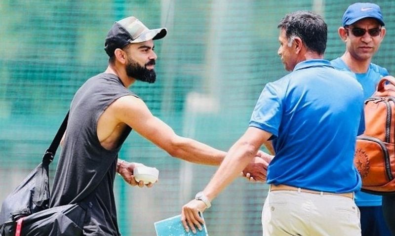 INDvSA NCA chairman rahul dravid meet virat kohli during practice bengaluru