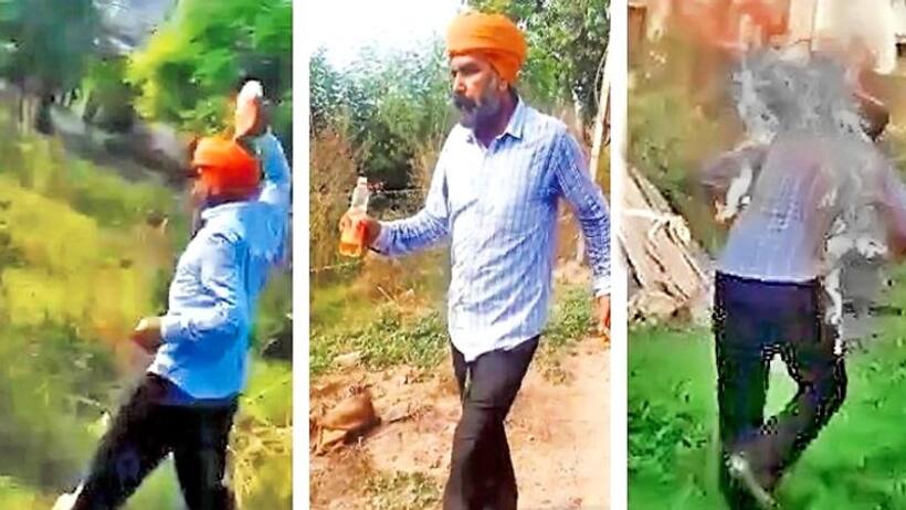 लोग खड़े खड़े वीडियो बनाते रहे और वो खुद को आग लगाकर दौड़ता रहा