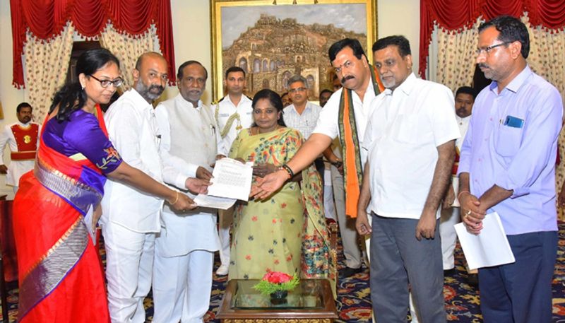 telangana bjp leaders met governor Tamilisai Soundararajan, to Submitted memorandum on illegal Granite Quarries in Karimnagar