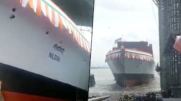 Defence minister Rajnath Singh launches warship Nilgiri in Mumbai