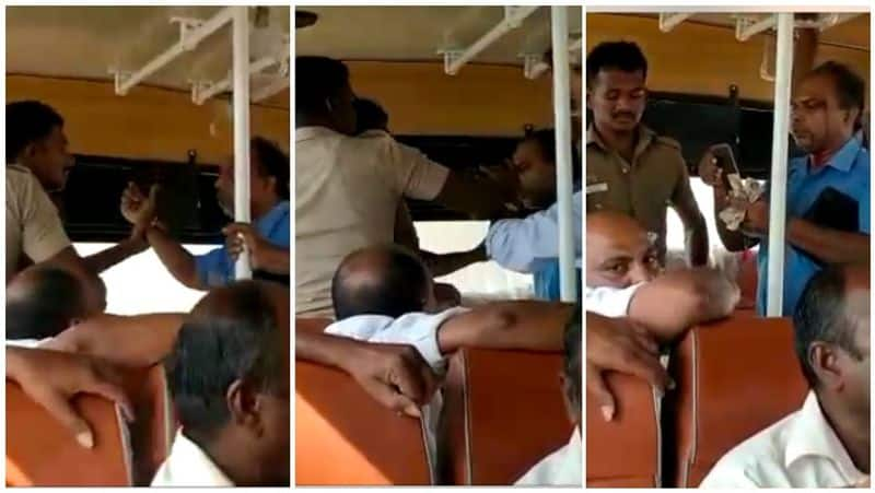 The policemen attacked the conductor who heard the bus pass.. Sensational Video..!